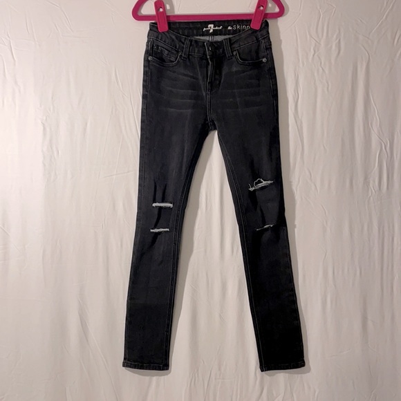Girls 7 For All Mankind size 8 distressed jeans - Picture 3 of 4